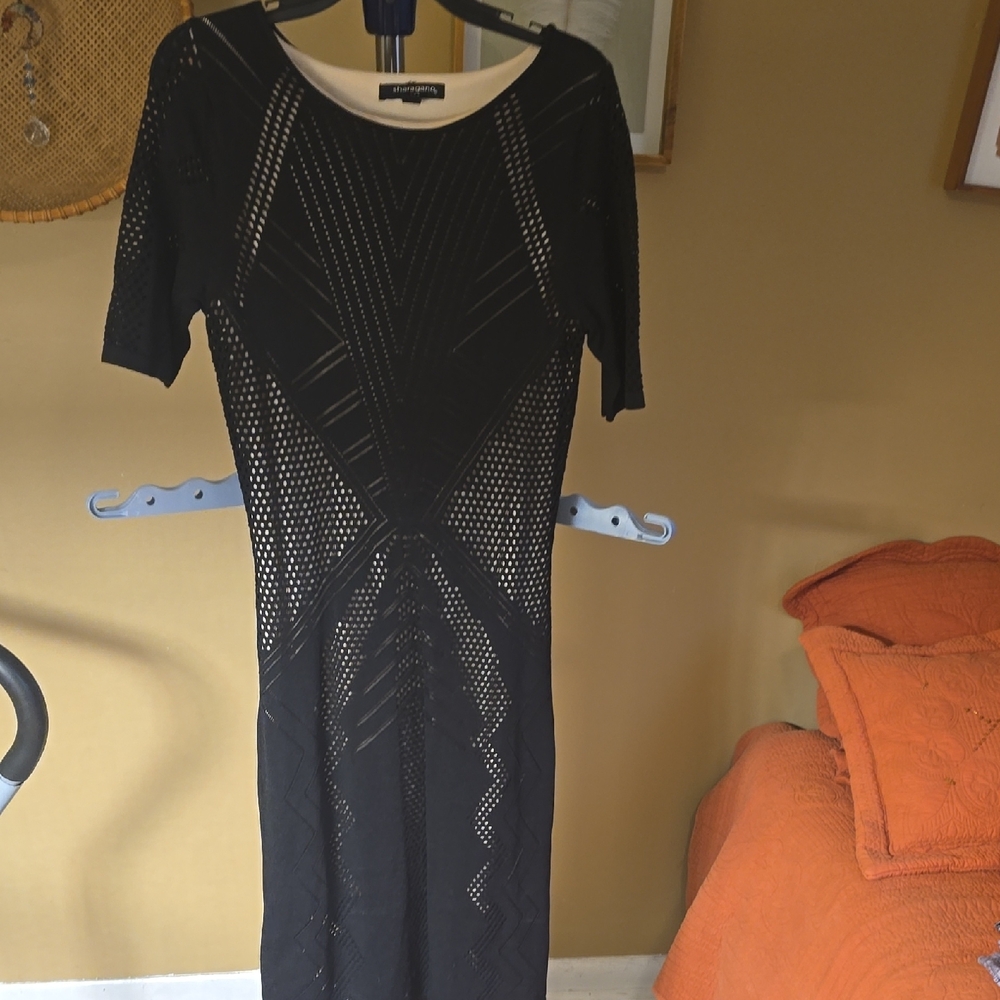 Sharagano Black Long Sleeve Dress